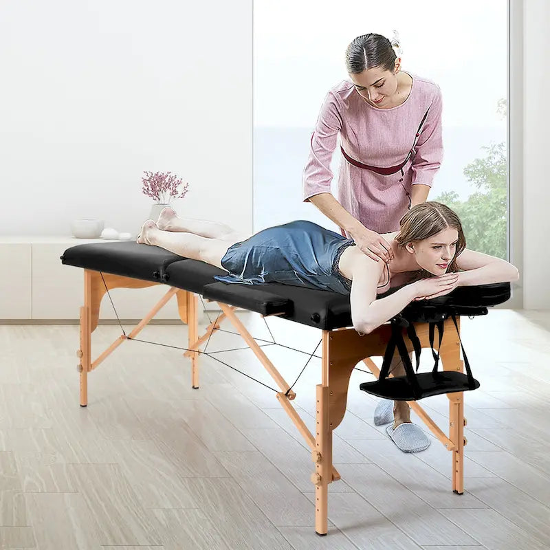 Costway Table de massage portable 84 L Lit de Spa facial réglable Tatouage
