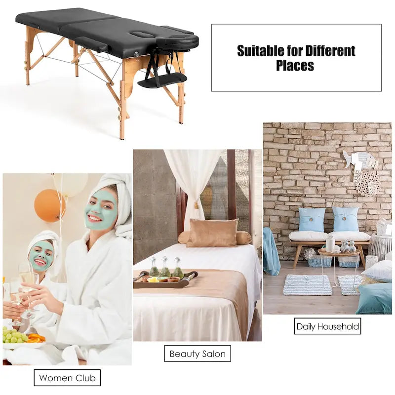 Costway Table de massage portable 84 L Lit de Spa facial réglable Tatouage
