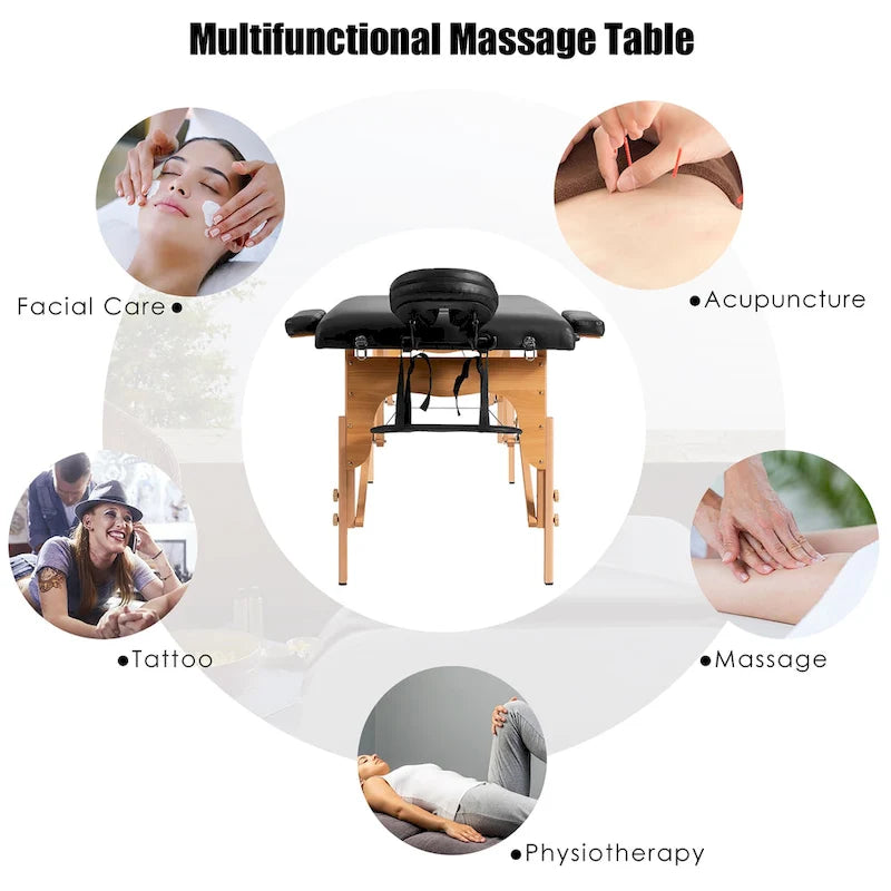 Costway Table de massage portable 84 L Lit de Spa facial réglable Tatouage