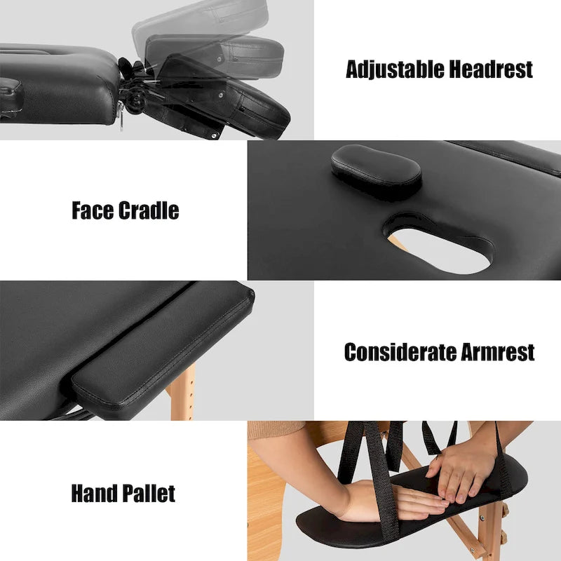Costway Table de massage portable 84 L Lit de Spa facial réglable Tatouage