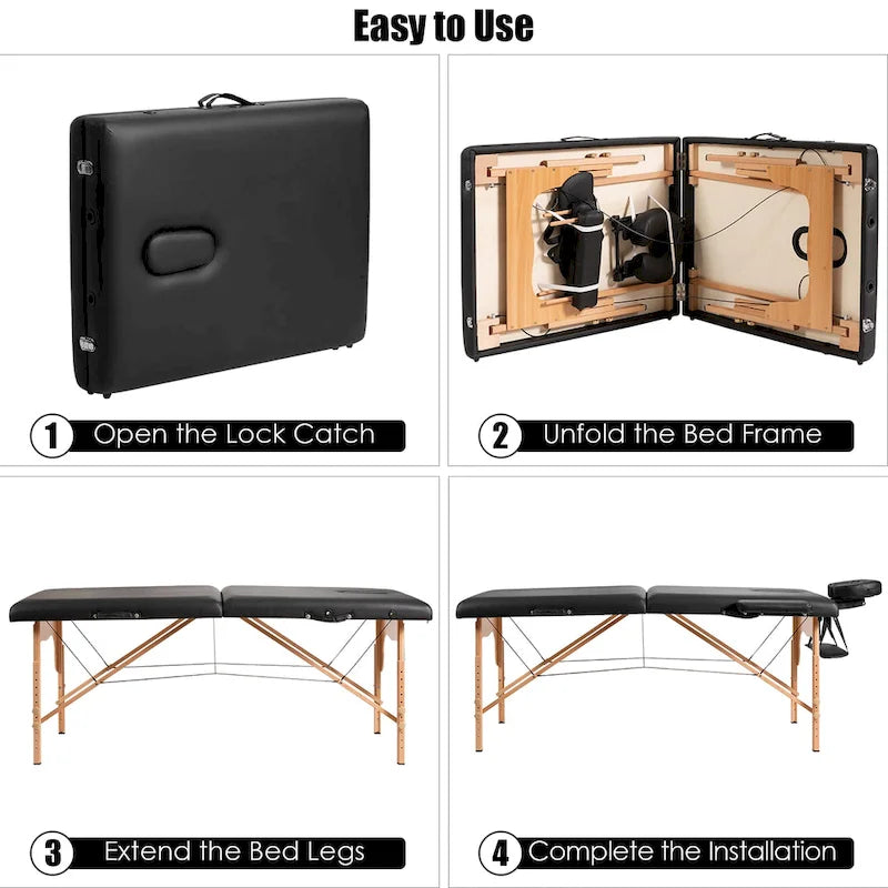 Costway Table de massage portable 84 L Lit de Spa facial réglable Tatouage