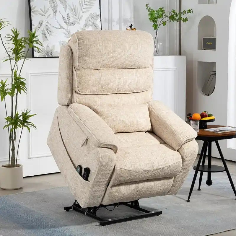Fauteuil inclinable électrique double moteur version de luxe, position couchée 190 cm, 100 % polyester, message/chauffage, montage facile
