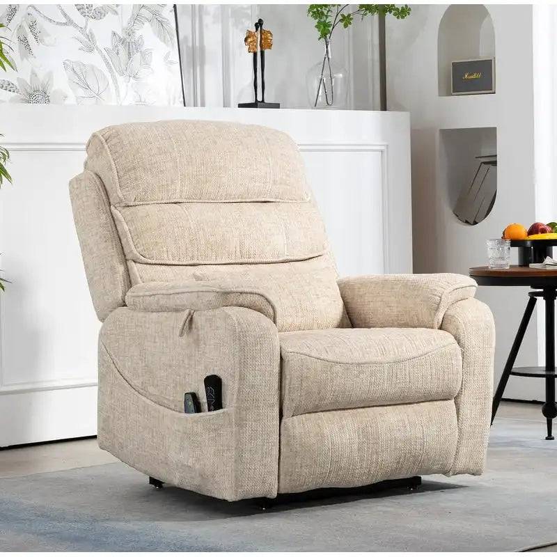 Fauteuil inclinable électrique double moteur version de luxe, position couchée 190 cm, 100 % polyester, message/chauffage, montage facile