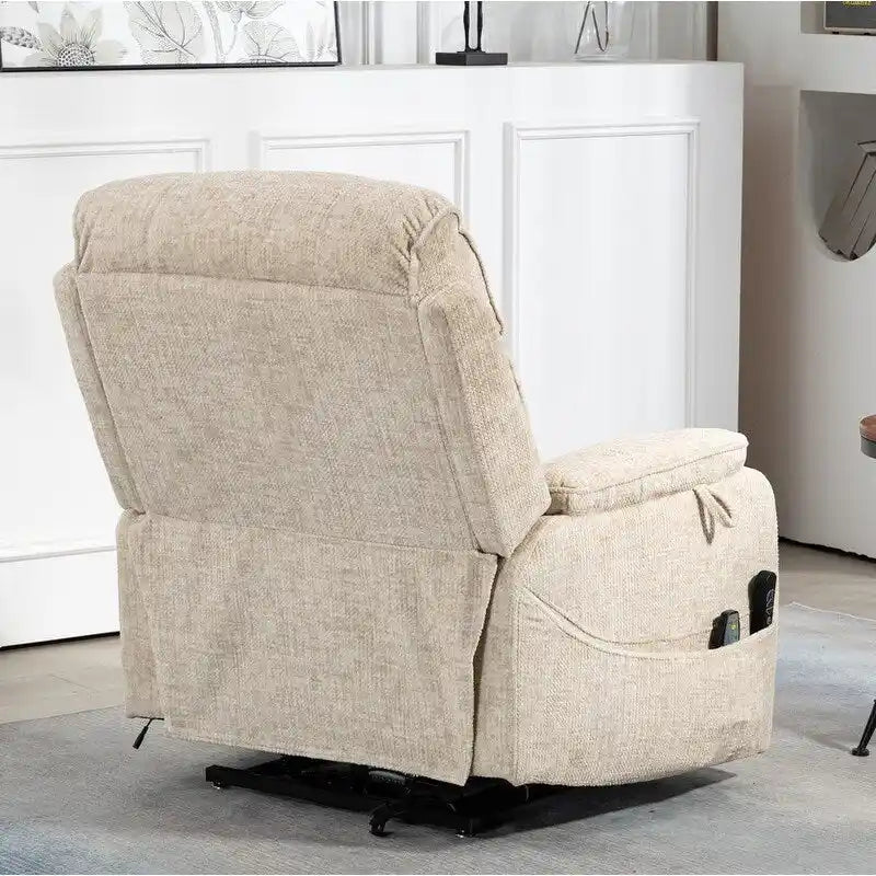 Fauteuil inclinable électrique double moteur version de luxe, position couchée 190 cm, 100 % polyester, message/chauffage, montage facile