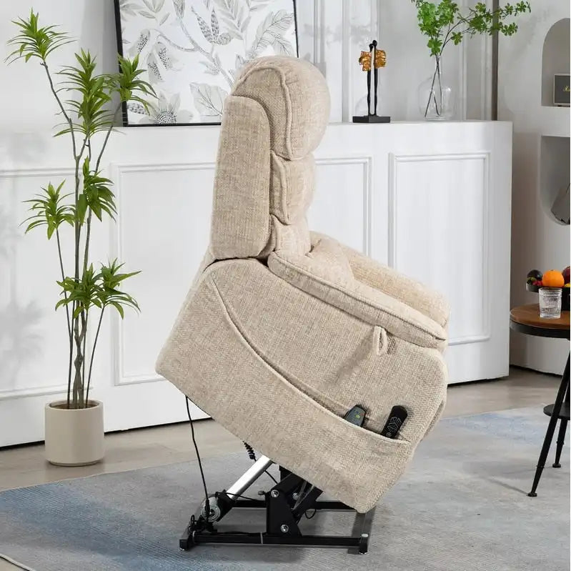 Fauteuil inclinable électrique double moteur version de luxe, position couchée 190 cm, 100 % polyester, message/chauffage, montage facile
