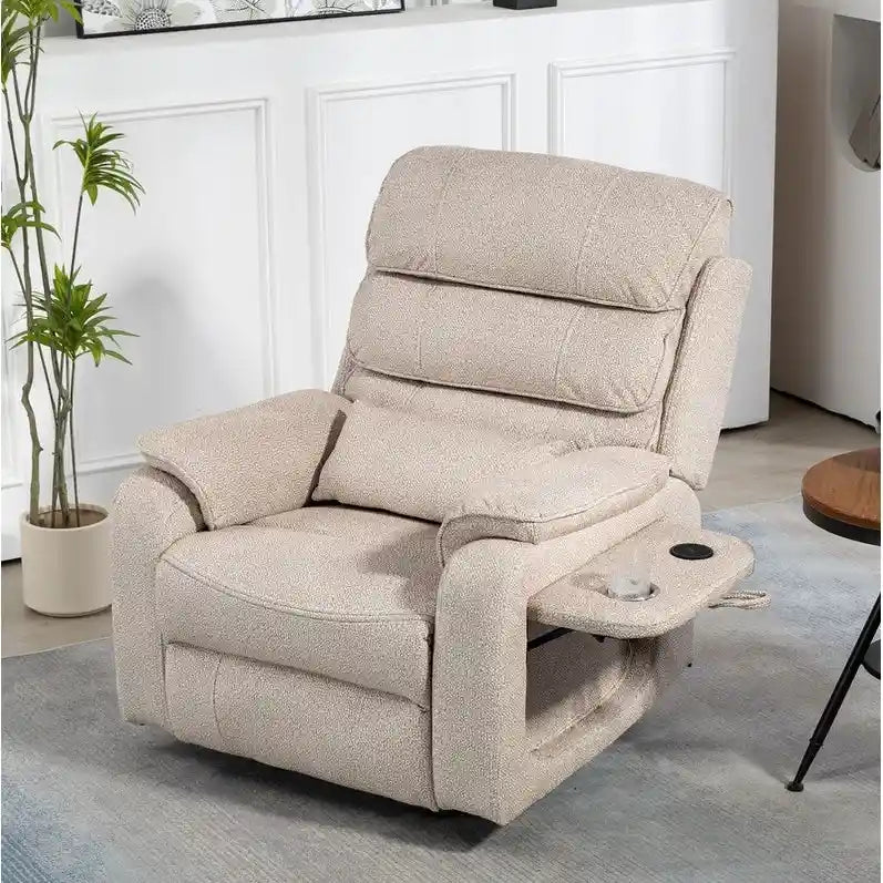 Fauteuil inclinable électrique double moteur version de luxe, position couchée 190 cm, 100 % polyester, message/chauffage, montage facile