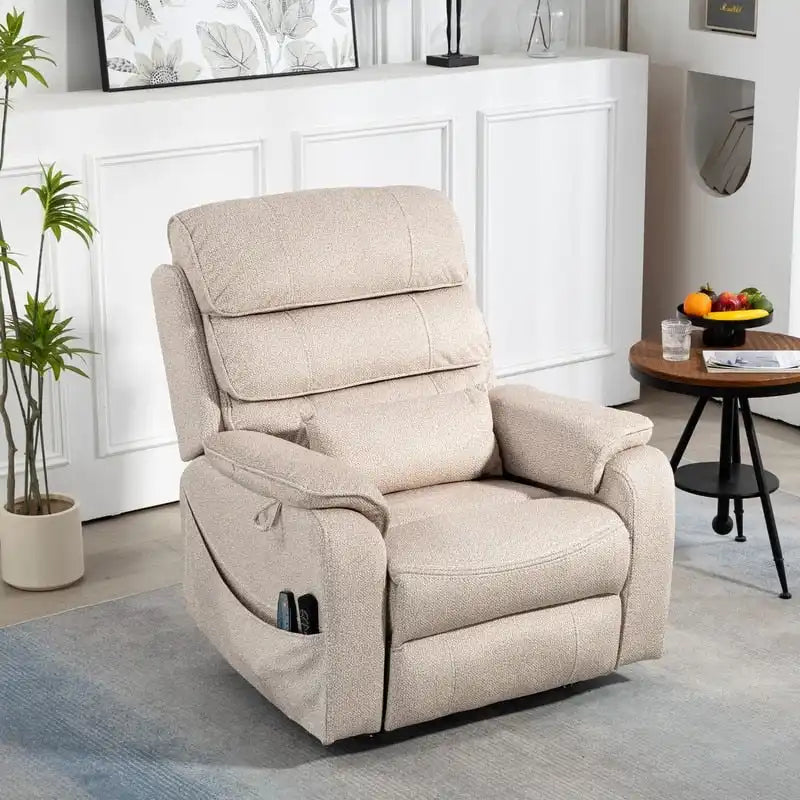 Fauteuil inclinable électrique double moteur version de luxe, position couchée 190 cm, 100 % polyester, message/chauffage, montage facile