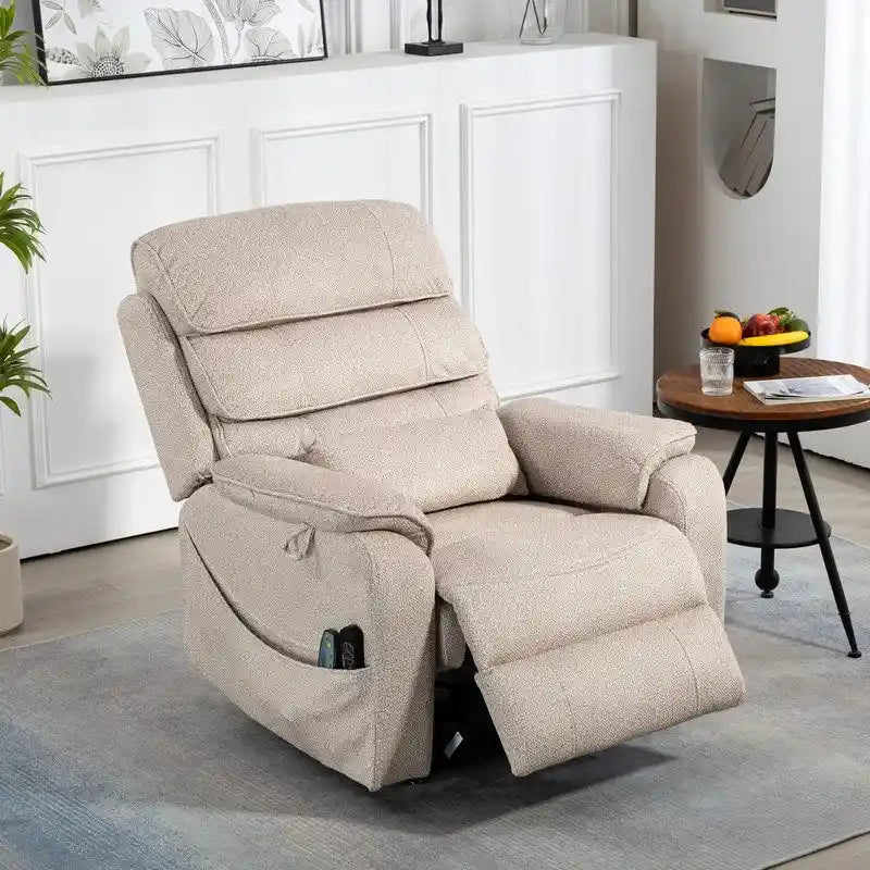 Fauteuil inclinable électrique double moteur version de luxe, position couchée 190 cm, 100 % polyester, message/chauffage, montage facile