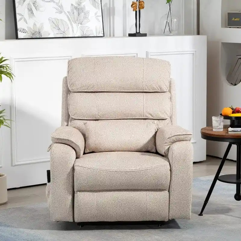 Fauteuil inclinable électrique double moteur version de luxe, position couchée 190 cm, 100 % polyester, message/chauffage, montage facile