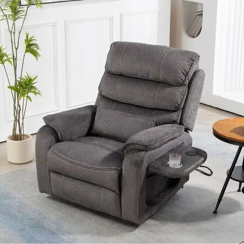 Fauteuil inclinable électrique double moteur version de luxe, position couchée 190 cm, 100 % polyester, message/chauffage, montage facile