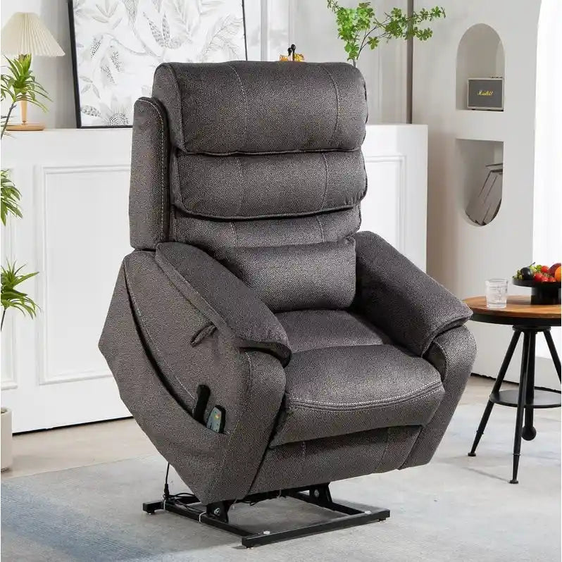 Fauteuil inclinable électrique double moteur version de luxe, position couchée 190 cm, 100 % polyester, message/chauffage, montage facile