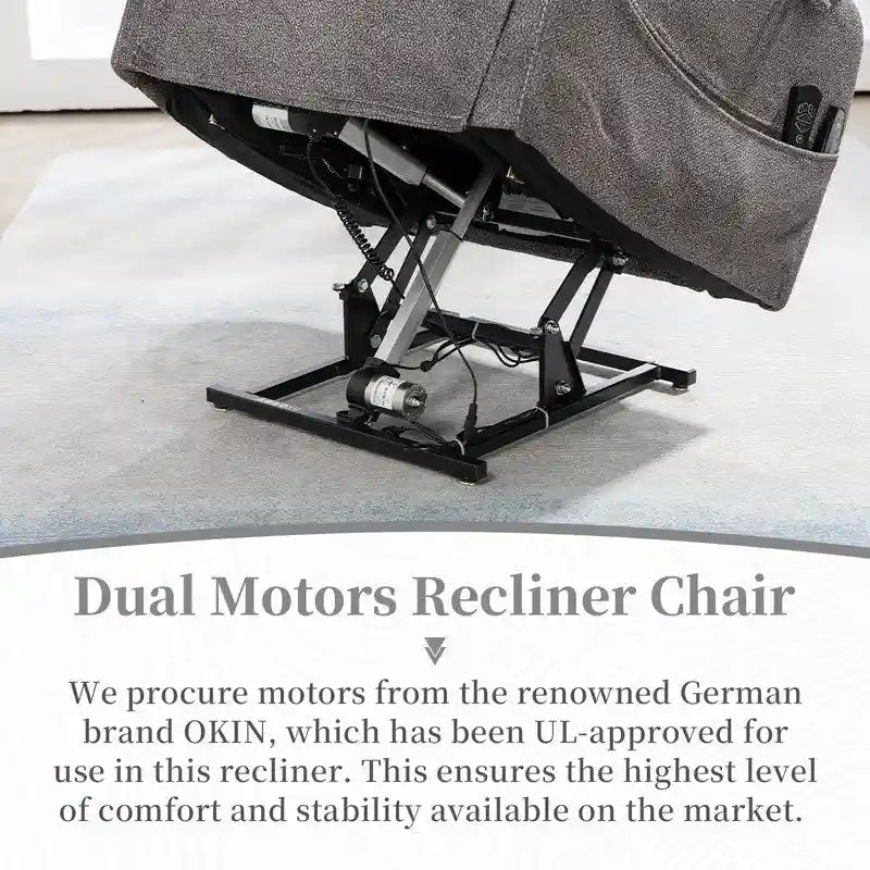 Fauteuil inclinable électrique double moteur version de luxe, position couchée 190 cm, 100 % polyester, message/chauffage, montage facile