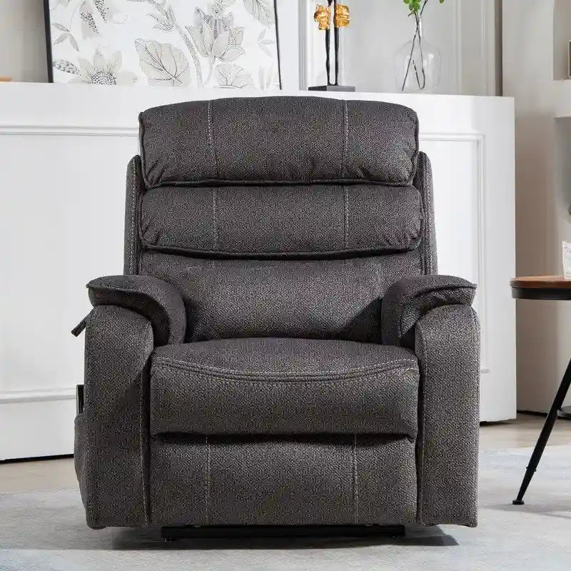 Fauteuil inclinable électrique double moteur version de luxe, position couchée 190 cm, 100 % polyester, message/chauffage, montage facile