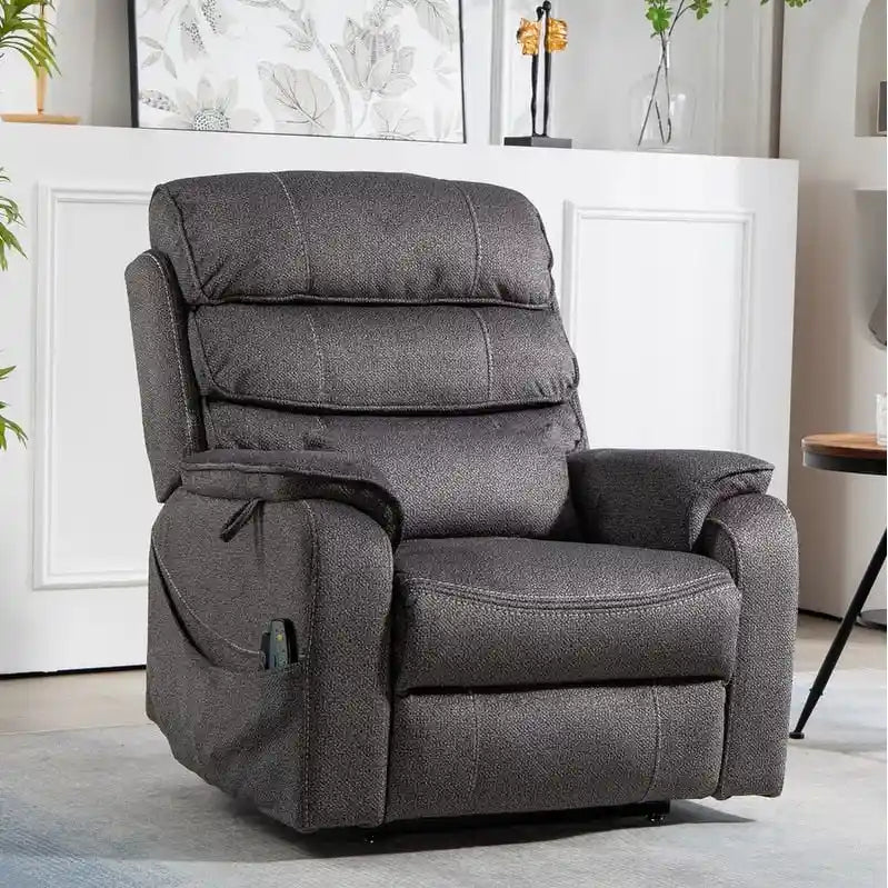 Fauteuil inclinable électrique double moteur version de luxe, position couchée 190 cm, 100 % polyester, message/chauffage, montage facile