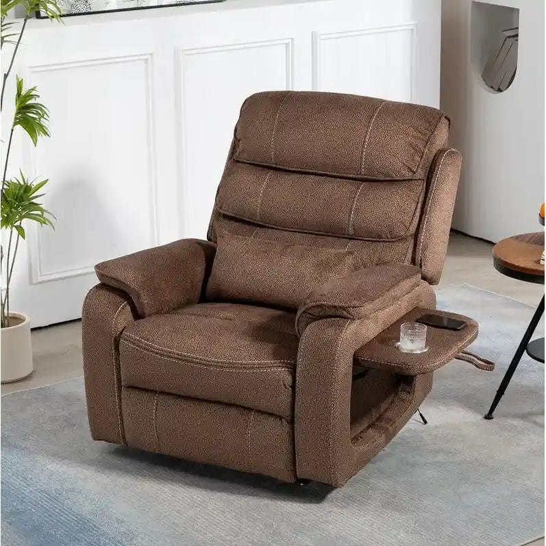 Fauteuil inclinable électrique double moteur version de luxe, position couchée 190 cm, 100 % polyester, message/chauffage, montage facile