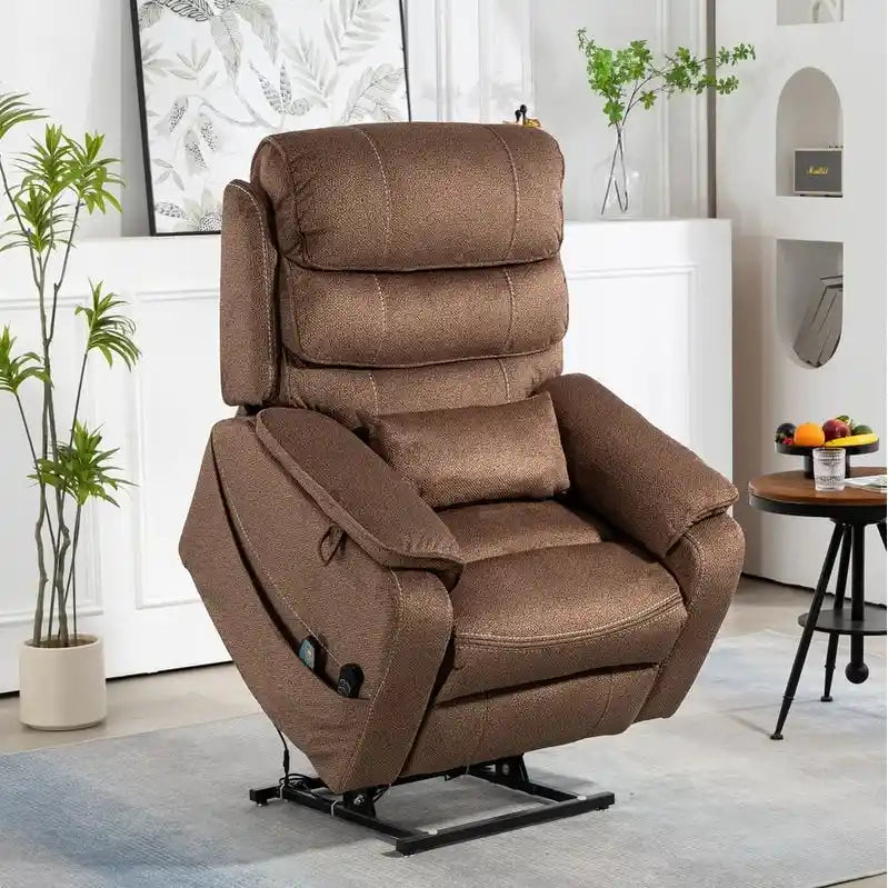 Fauteuil inclinable électrique double moteur version de luxe, position couchée 190 cm, 100 % polyester, message/chauffage, montage facile