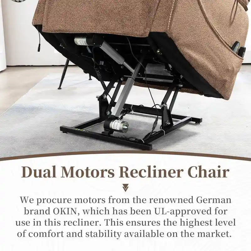 Fauteuil inclinable électrique double moteur version de luxe, position couchée 190 cm, 100 % polyester, message/chauffage, montage facile