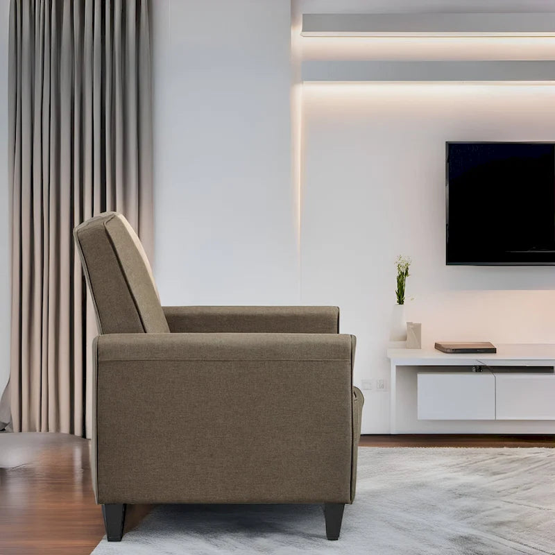 Fauteuil inclinable push-back pour Home Cinéma compact avec accoudoirs et repose-pieds réglable, parfait pour les petits espaces