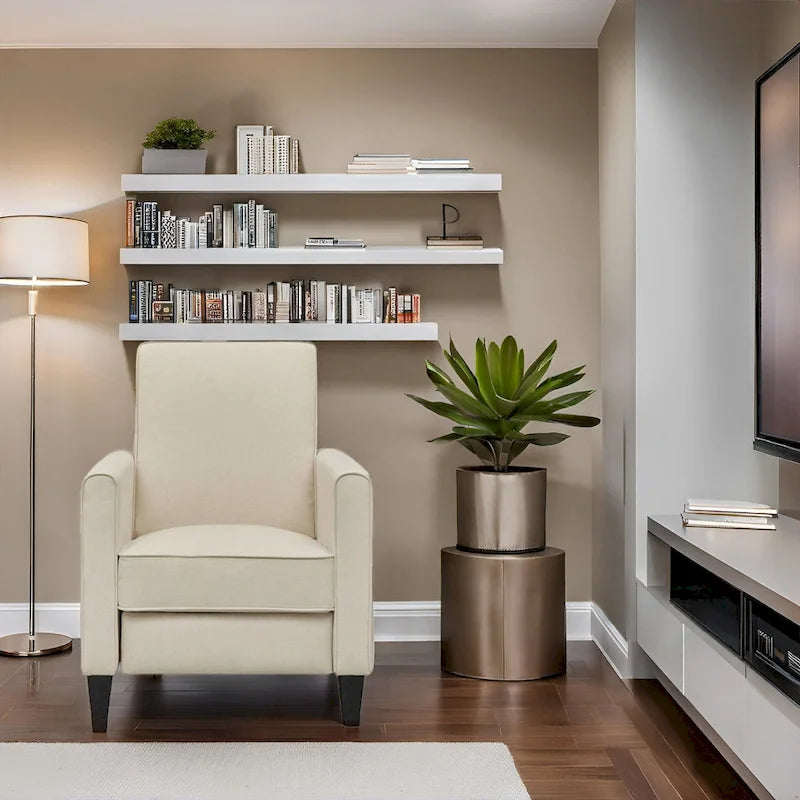 Fauteuil inclinable push-back pour Home Cinéma compact avec accoudoirs et repose-pieds réglable, parfait pour les petits espaces