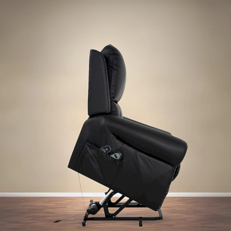 Fauteuil inclinable électrique de luxe en cuir respirant avec fonction releveur, chauffage et massage – Idéal pour l'aide aux personnes âgées