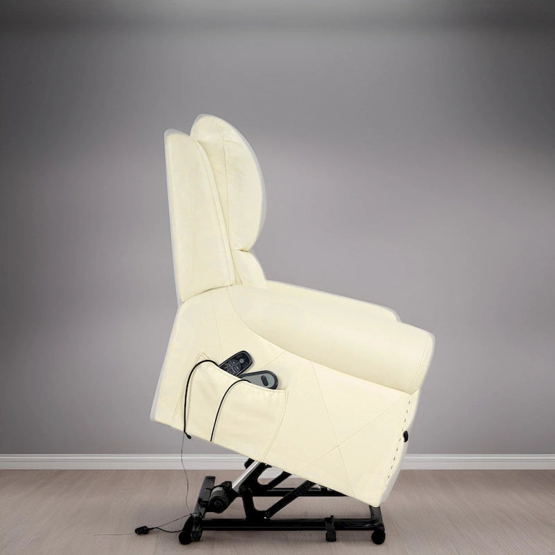 Fauteuil inclinable électrique de luxe en cuir respirant avec fonction releveur, chauffage et massage – Idéal pour l'aide aux personnes âgées