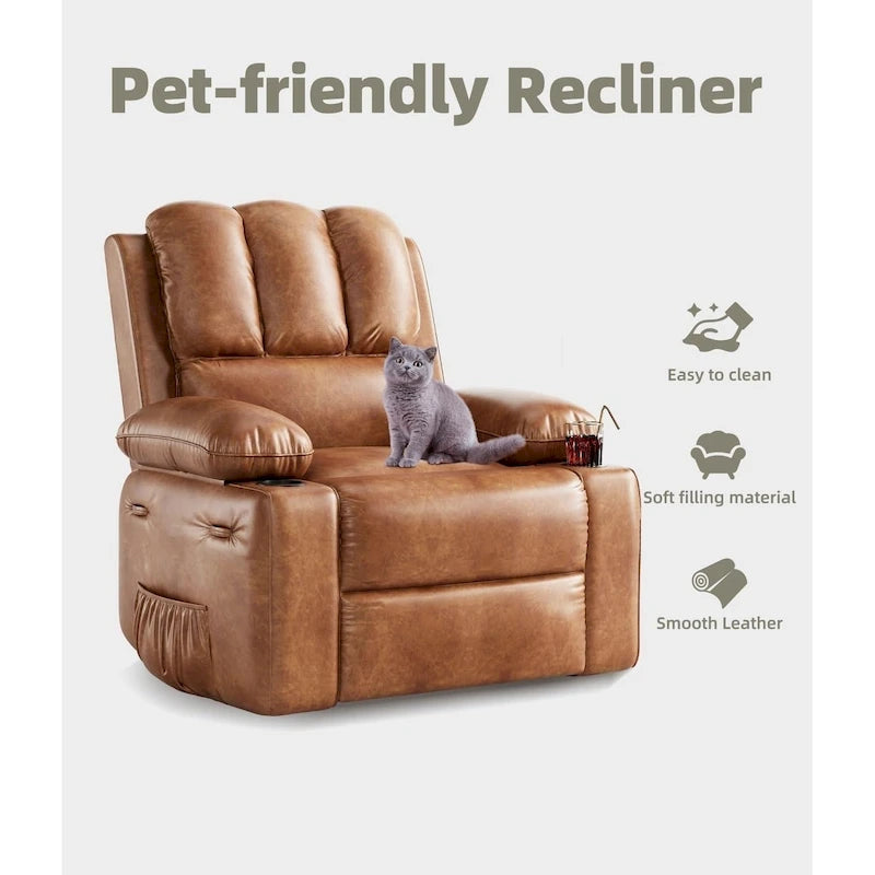Fauteuils inclinables surdimensionnés pivotants à 360° avec fonctions de chauffage et de massage