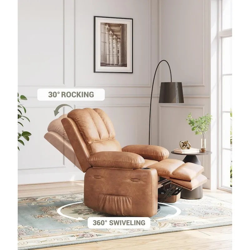 Fauteuils inclinables surdimensionnés pivotants à 360° avec fonctions de chauffage et de massage