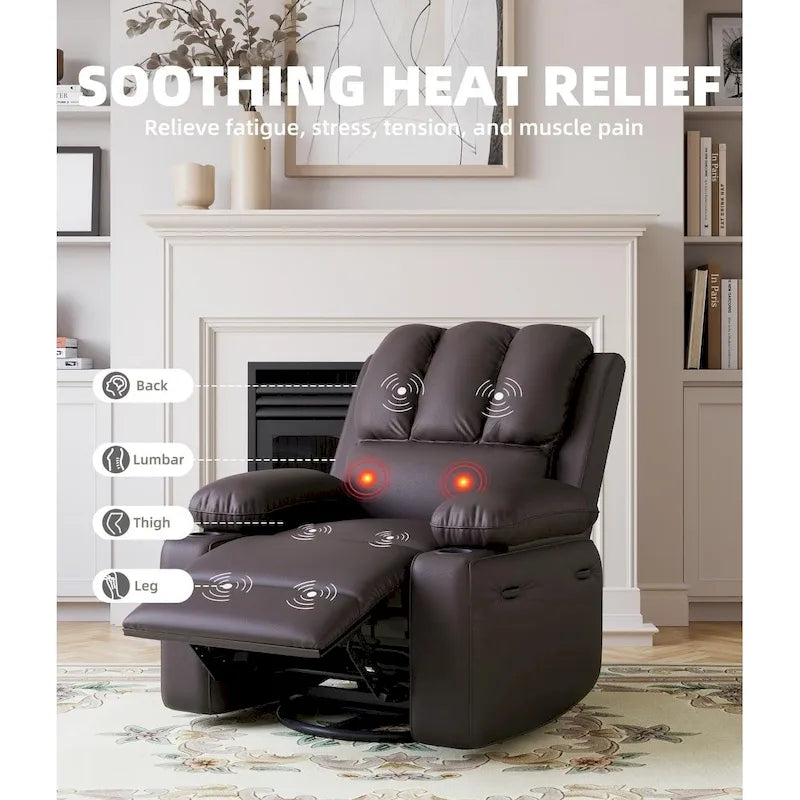 Fauteuils inclinables surdimensionnés pivotants à 360° avec fonctions de chauffage et de massage