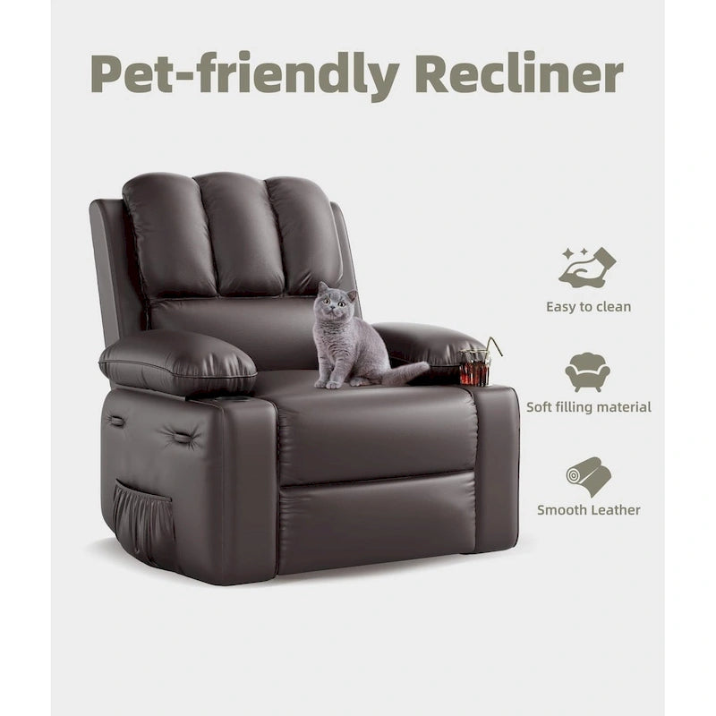 Fauteuils inclinables surdimensionnés pivotants à 360° avec fonctions de chauffage et de massage
