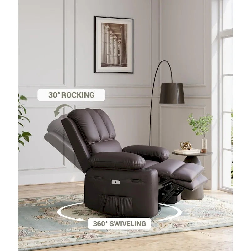 Fauteuils inclinables surdimensionnés pivotants à 360° avec fonctions de chauffage et de massage