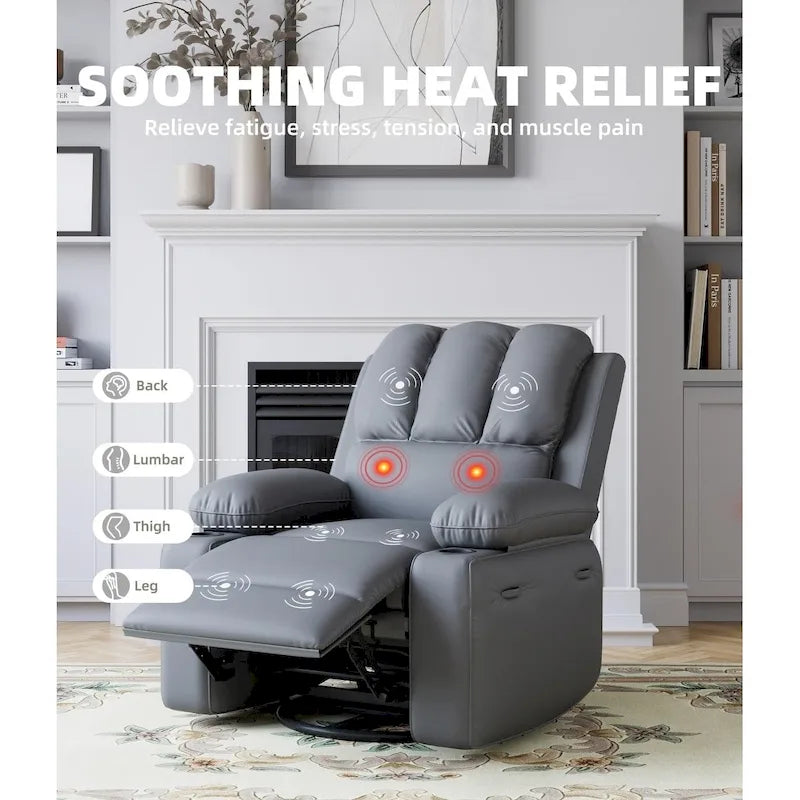Fauteuils inclinables surdimensionnés pivotants à 360° avec fonctions de chauffage et de massage