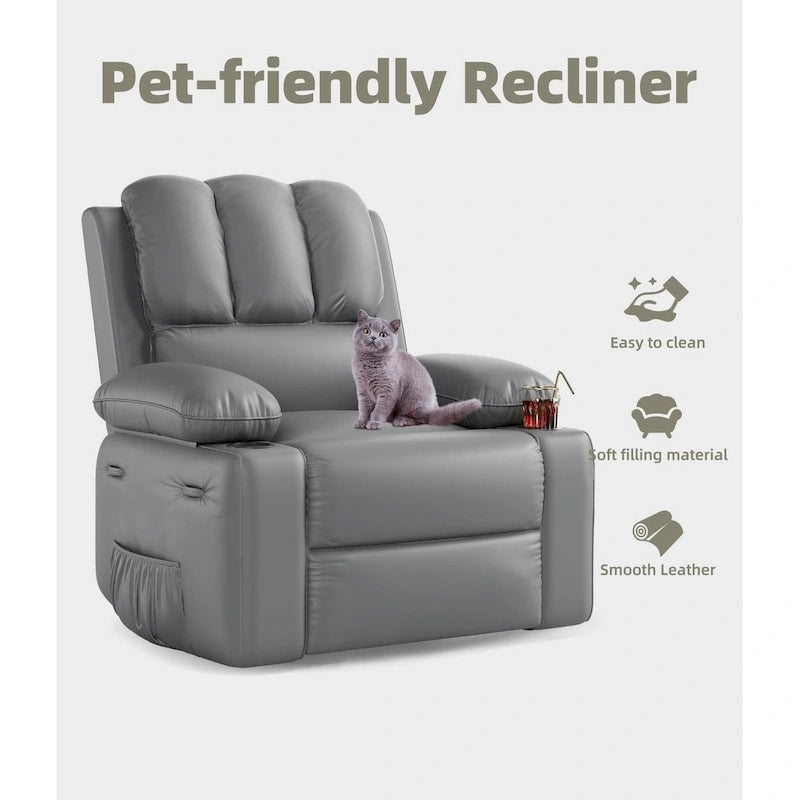 Fauteuils inclinables surdimensionnés pivotants à 360° avec fonctions de chauffage et de massage