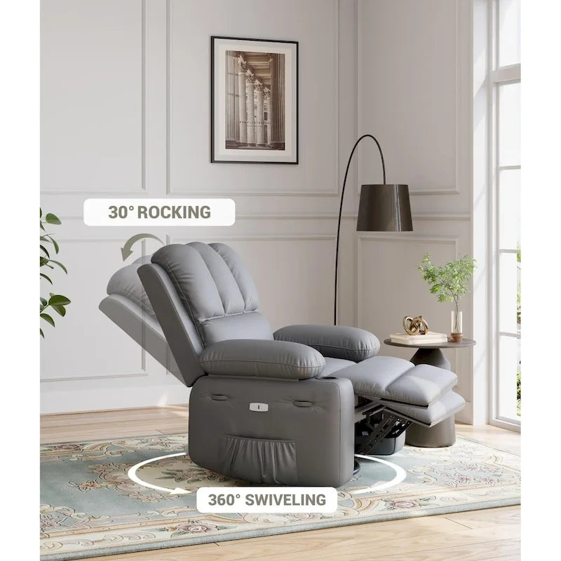 Fauteuils inclinables surdimensionnés pivotants à 360° avec fonctions de chauffage et de massage
