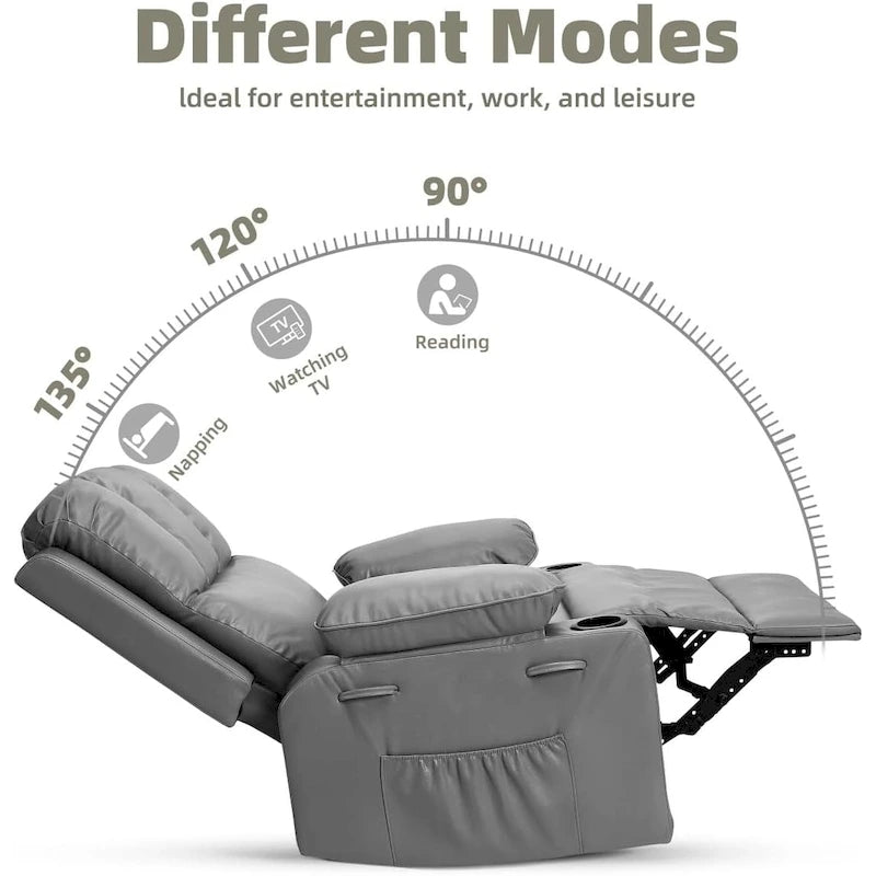 Fauteuils inclinables surdimensionnés pivotants à 360° avec fonctions de chauffage et de massage