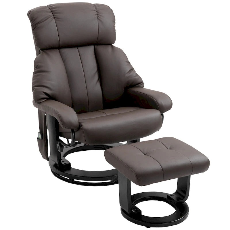 Fauteuil inclinable de massage pivotant à 360° en cuir PU avec inclinaison à 145°, repose-pieds, télécommande et poche latérale
