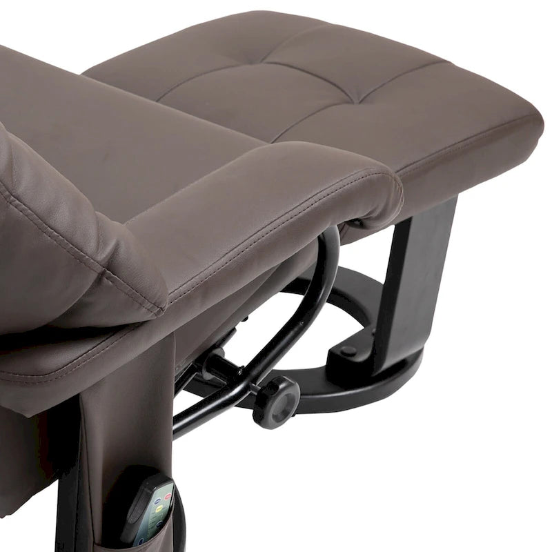 Fauteuil inclinable de massage pivotant à 360° en cuir PU avec inclinaison à 145°, repose-pieds, télécommande et poche latérale
