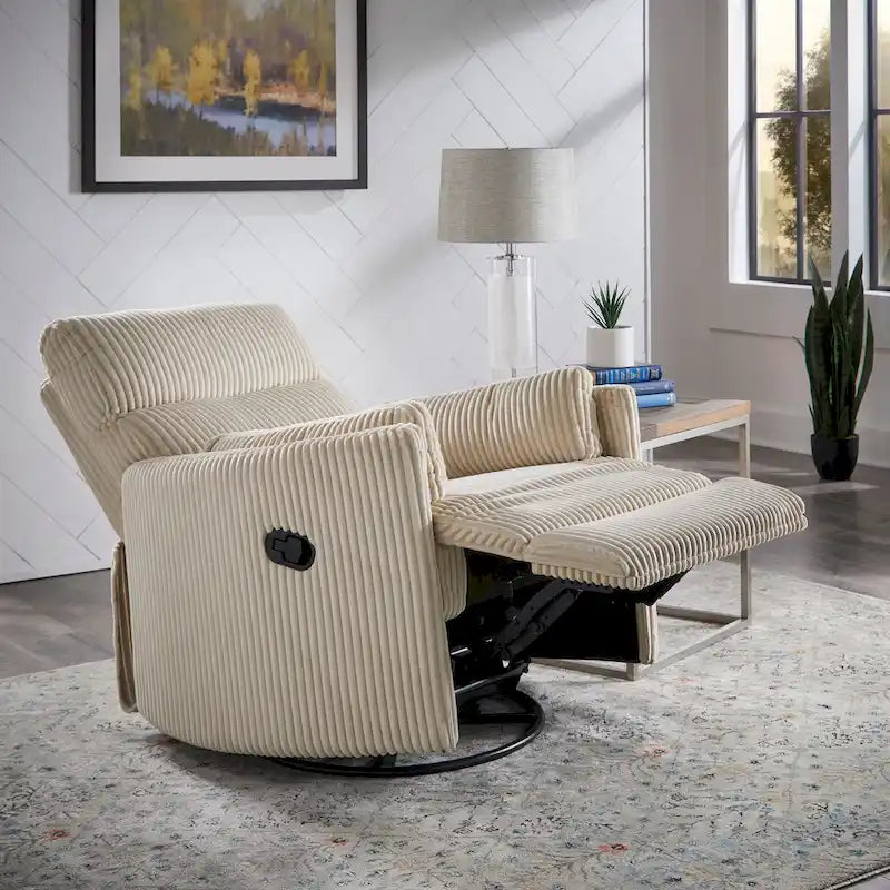 Fauteuil inclinable pivotant manuel en velours côtelé Montclair par iNSPIRE Q Classic