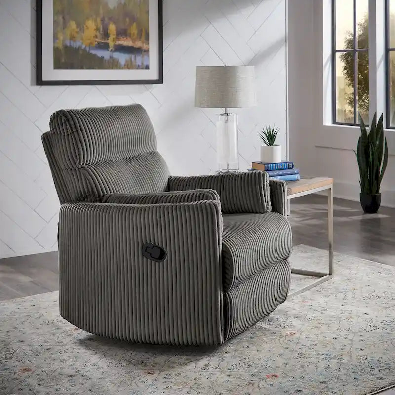 Fauteuil inclinable pivotant manuel en velours côtelé Montclair par iNSPIRE Q Classic