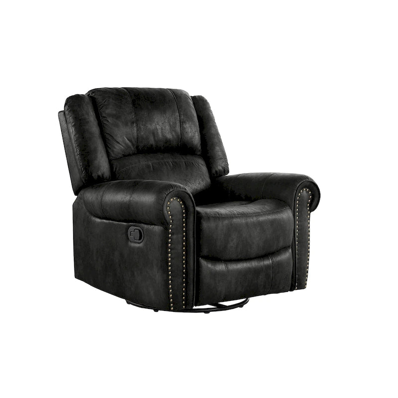 Fauteuil inclinable, pivotant et coulissant Monroe en microfibre polie avec clous décoratifs par iNSPIRE Q Classic