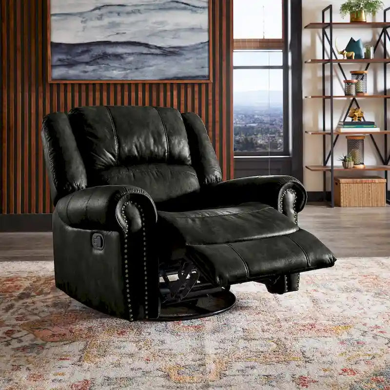 Fauteuil inclinable, pivotant et coulissant Monroe en microfibre polie avec clous décoratifs par iNSPIRE Q Classic