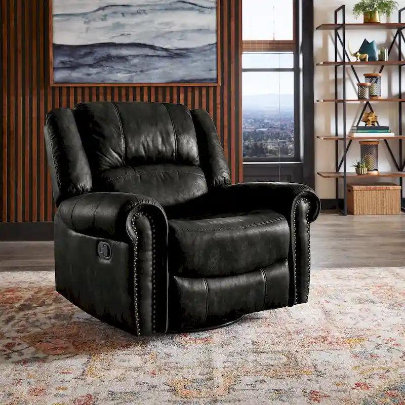 Fauteuil inclinable, pivotant et coulissant Monroe en microfibre polie avec clous décoratifs par iNSPIRE Q Classic