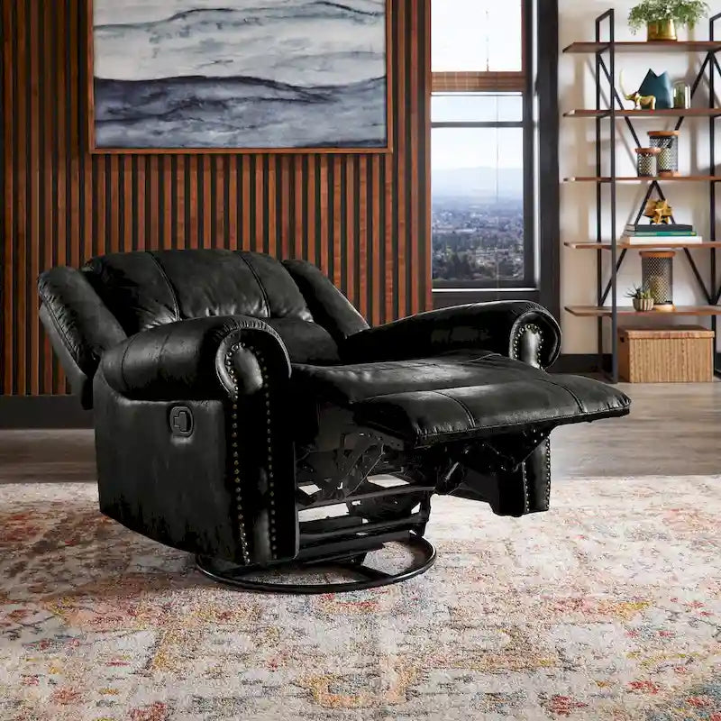 Fauteuil inclinable, pivotant et coulissant Monroe en microfibre polie avec clous décoratifs par iNSPIRE Q Classic