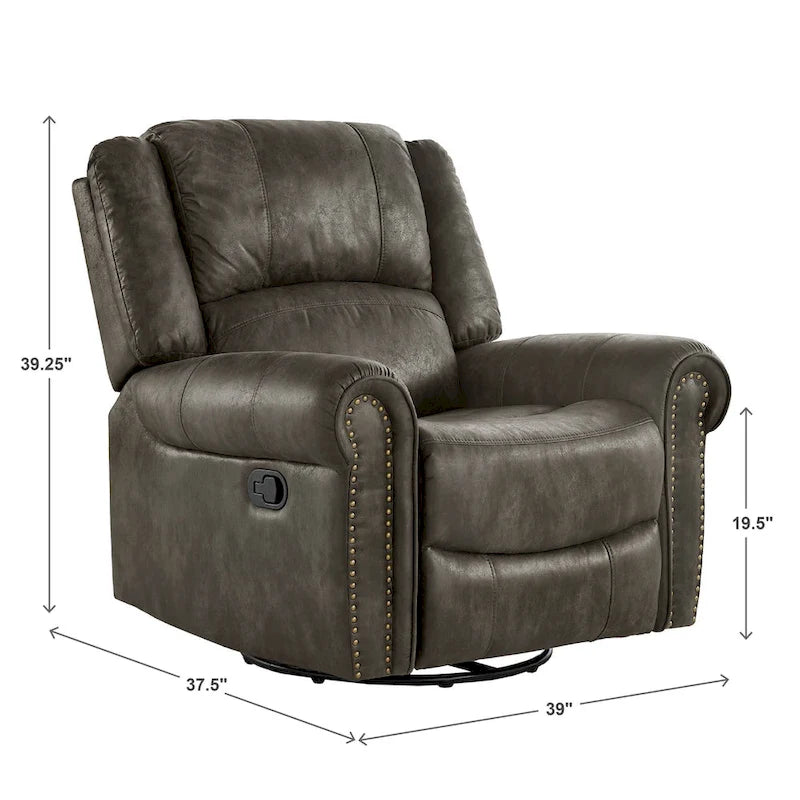 Fauteuil inclinable, pivotant et coulissant Monroe en microfibre polie avec clous décoratifs par iNSPIRE Q Classic