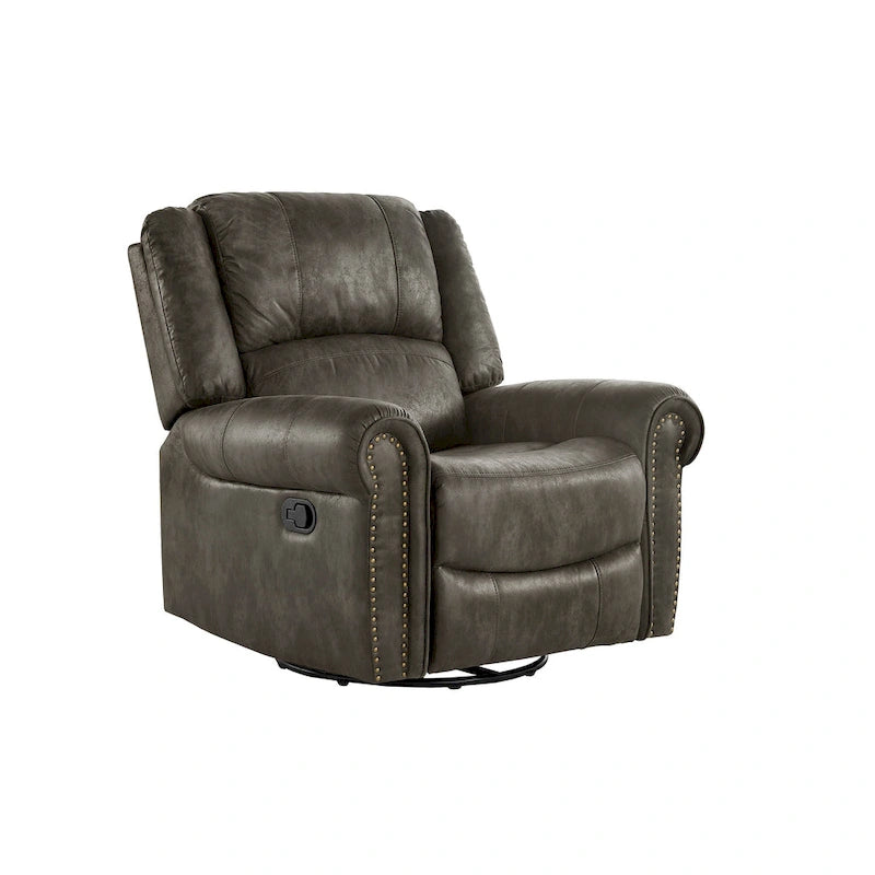 Fauteuil inclinable, pivotant et coulissant Monroe en microfibre polie avec clous décoratifs par iNSPIRE Q Classic