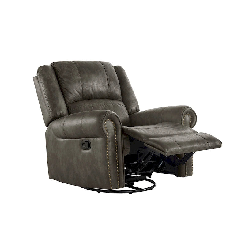 Fauteuil inclinable, pivotant et coulissant Monroe en microfibre polie avec clous décoratifs par iNSPIRE Q Classic