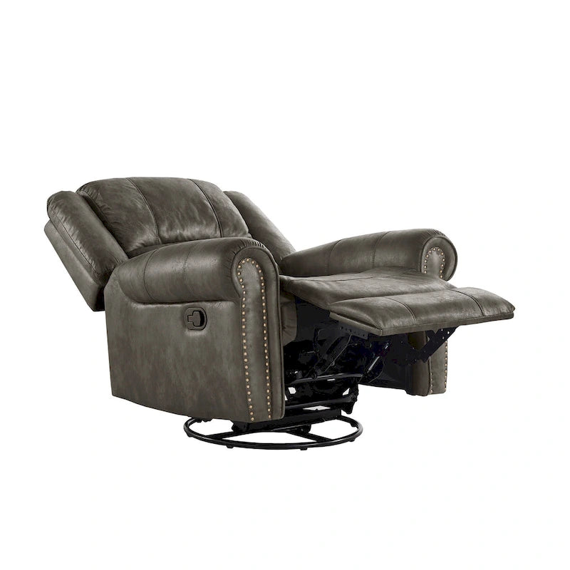 Fauteuil inclinable, pivotant et coulissant Monroe en microfibre polie avec clous décoratifs par iNSPIRE Q Classic
