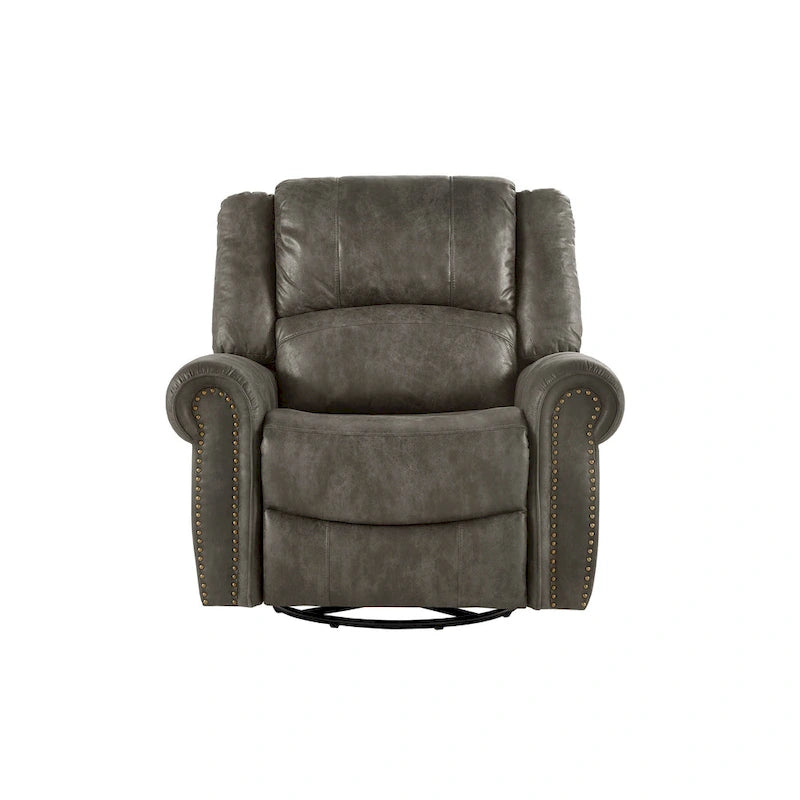 Fauteuil inclinable, pivotant et coulissant Monroe en microfibre polie avec clous décoratifs par iNSPIRE Q Classic