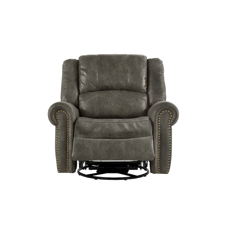 Fauteuil inclinable, pivotant et coulissant Monroe en microfibre polie avec clous décoratifs par iNSPIRE Q Classic