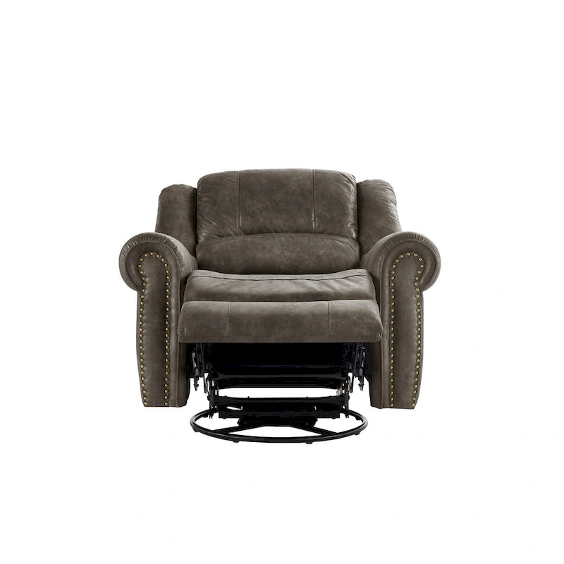 Fauteuil inclinable, pivotant et coulissant Monroe en microfibre polie avec clous décoratifs par iNSPIRE Q Classic