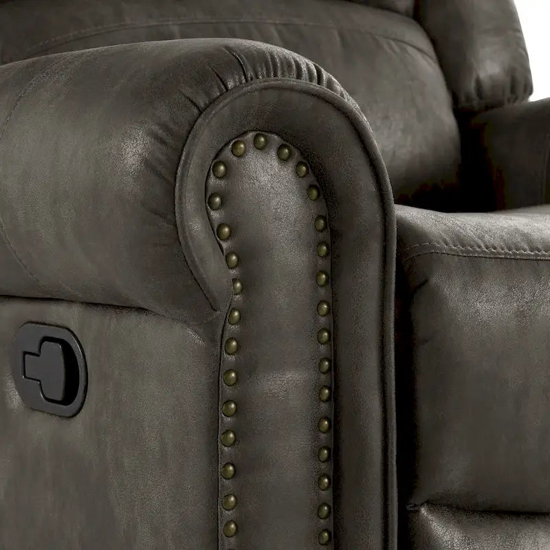 Fauteuil inclinable, pivotant et coulissant Monroe en microfibre polie avec clous décoratifs par iNSPIRE Q Classic